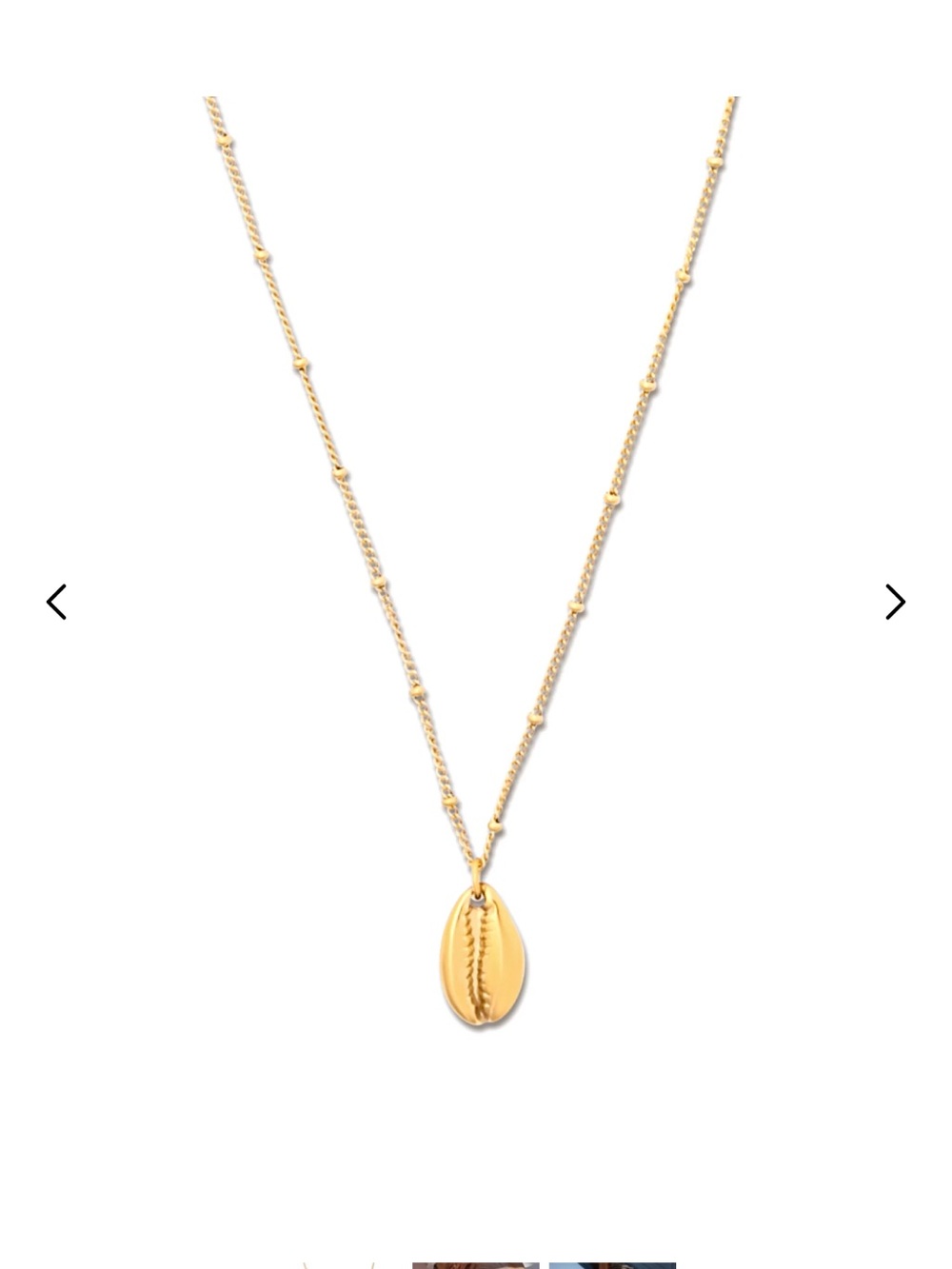 Gold Cowrie Shell Pendant Necklace - Unbranded